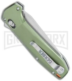 Gerber Highbrow Green Aluminum Assisted Opening Knife - Stonewash Plain 8 Gerber Highbrow Green Aluminum Assisted Opening Knife - Stonewash Plain -Kershaw Store Gerber Highbrow Assisted Opening Green Aluminum Satin BHQ 105480 jr side large