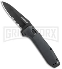 Gerber Highbrow Onyx Aluminum Assisted Opening Knife - Black Serrated