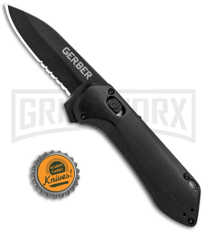Gerber Highbrow Compact Black Al A/O Spring Assisted Knife - Onyx Serr 6 Gerber Highbrow Compact Black Al A/O Spring Assisted Knife - Onyx Serr - Image 4