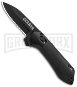 Gerber Highbrow Compact Black Al A/O Spring Assisted Knife - Onyx Serr