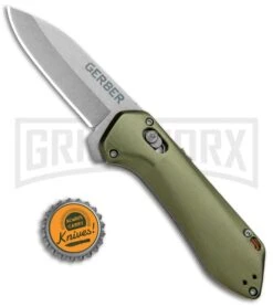 Gerber Highbrow Compact Green Al A/O Spring Assisted Knife - Stonewash Plain -Kershaw Store Gerber Highbrow Compact A O SA Green SW 30 001526N BHQ 94156 jr bottlecap large