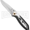 Gerber Knives Outrigger AO Black/Silver Assisted Opening Knife - Satin Serr -Kershaw Store Gerber Outrigger Satin Serr 30 000707 or 31 001944 BHQ 15559 jr large