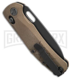 Gerber Scout Crossbar Tan Micarta Crossbar Lock Knife - Gray Plain -Kershaw Store Gerber Scout Crossbar Lock Knife Tan Micarta 3.2in Gray BHQ 179072 hd side large