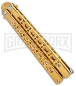 Gold Balisong Butterfly Knife - Gold -Kershaw Store Gold Balisong Butterfly Knife Gold GX 37518 jr side large