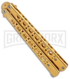 Gold Balisong Butterfly Knife - Gold -Kershaw Store Gold Balisong Butterfly Knife Gold GX 37518 jr spine large