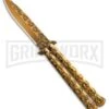 Gold Skull Balisong Butterfly Knife - Gold Plain -Kershaw Store Gold Skull Balisong Drop Point Butterfly Knife GX 37608 td large
