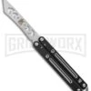 Instaknives Black Aluminum Balisong Tanto Trainer/Live Blade - Satin Dull/Plain -Kershaw Store Instaknives Black Balisong Tanto Trainer Blade GX 37598 jr large