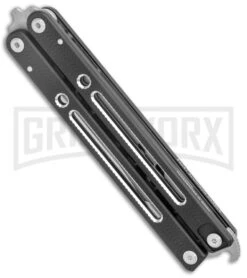 Instaknives Black Aluminum Balisong Tanto Trainer/Live Blade - Satin Dull/Plain -Kershaw Store Instaknives Black Balisong Tanto Trainer Blade GX 37598 jr side large