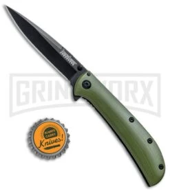 Kershaw Al Mar AM-3 Green G-10 Assisted Opening Knife - Black Plain -Kershaw Store Kershaw Al Mar AM 3 Green G 10 Black 2335GRNBLK BHQ 71075 jr bottlecap large