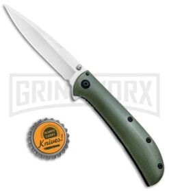 Kershaw Al Mar AM-3 Green G-10 Assisted Opening Knife - Satin Plain -Kershaw Store Kershaw Al Mar AM 3 Green G 10 Satin 2335GRN BHQ 71073 jr bottlecap large