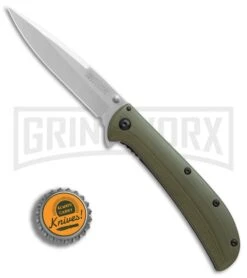 Kershaw Al Mar AM-4 Green G-10 Assisted Opening Knife - Satin Plain -Kershaw Store Kershaw Al Mar AM 4 Green G10 satin BHQ 71006 er bottlecap large