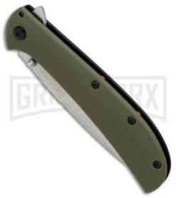 Kershaw Al Mar AM-4 Green G-10 Assisted Opening Knife - Satin Plain -Kershaw Store Kershaw Al Mar AM 4 Green G10 satin BHQ 71006 er spine large