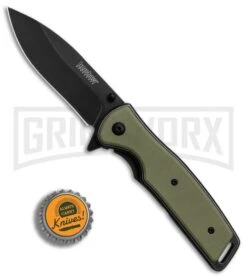 Kershaw Bevy OD Green G-10 Spring Assisted Knife - Blackwash Plain -Kershaw Store Kershaw Bevy OD Green G10 Blackwash BHQ 83240 er bottlecap large