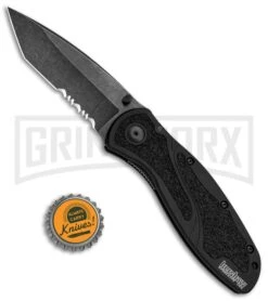 Kershaw Blur Tanto Black Assisted Opening Knife - Tanto Black Serr -Kershaw Store Kershaw Blur Tanto Black BlackWash Serr 1670TSTBWWM BHQ 68394 jr bottlecap large