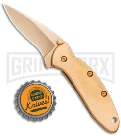 Kershaw Chive 24K Gold Plated Assisted Opening Knife - Gold -Kershaw Store Kershaw Chive AO 24K Gold Plated KS1600G BHQ 86782 jr bottlecap large