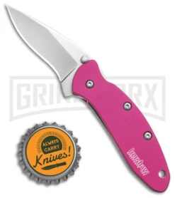 Kershaw Chive Pink Assisted Opening Knife - Bead Blast Plain -Kershaw Store Kershaw Chive Assited Opening Knife Pink 1in 94cm Beadblast 1600 Pink BHQ 2218 td size large