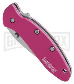 Kershaw Chive Pink Assisted Opening Knife - Bead Blast Plain -Kershaw Store Kershaw Chive Assited Opening Knife Pink 1in 94cm Beadblast 1600 Pink BHQ 2218 td spine large