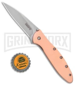 Kershaw Copper Leek 3" Assisted Opening Knife Stonewash -Kershaw Store Kershaw Copper Leek Assisted Opening SW 1660CU BHQ 105986 jr bottlecap large