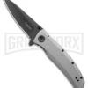 Kershaw Grid Gray Assisted Opening Flipper Knife Black Plain -Kershaw Store Kershaw Grid Assisted Opening Flipper Black BHQ 34464 jr large