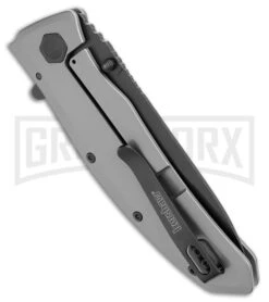 Kershaw Grid Gray Assisted Opening Flipper Knife Black Plain -Kershaw Store Kershaw Grid Assisted Opening Flipper Black BHQ 34464 jr side large