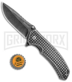 Kershaw Headgrille 1325 Assisted Opening Folding Knife - Blackwash Plain -Kershaw Store Kershaw Headgrille Assisted Blackwash KS1325X BHQ 70082 jr bottlecap large