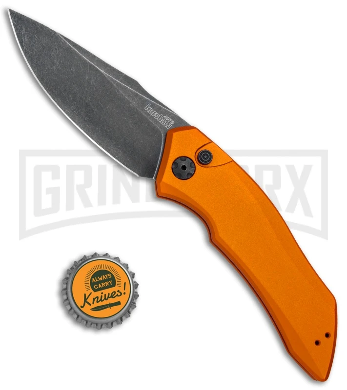 Kershaw Launch 1 Orange Aluminum Automatic Knife - Blackwash Plain 6 Kershaw Launch 1 Orange Aluminum Automatic Knife - Blackwash Plain - Image 4