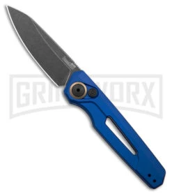 Kershaw Launch 11 Blue Aluminum Automatic Knife - Blackwash Plain