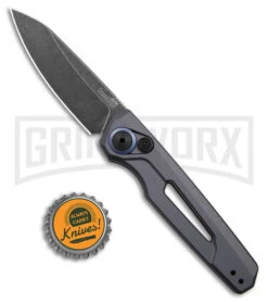 Kershaw Launch 11 Gray Aluminum Automatic Knife - Blackwash Plain -Kershaw Store Kershaw Launch 11 Auto Gray Aluminum Blackwash BHQ 178232 jr bottlecap large