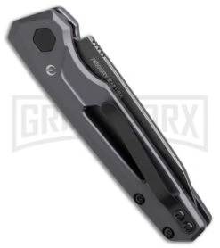 Kershaw Launch 11 Gray Aluminum Automatic Knife - Blackwash Plain -Kershaw Store Kershaw Launch 11 Auto Gray Aluminum Blackwash BHQ 178232 jr side large