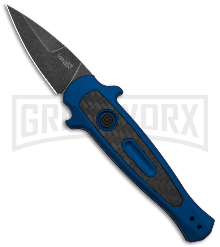 Kershaw Launch 12 CA Legal Blue/CF Mini Stiletto Automatic Knife - Black SW 3 Kershaw Launch 12 CA Legal Blue/CF Mini Stiletto Automatic Knife - Black SW