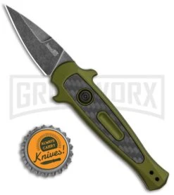 Kershaw Launch 12 CA Legal OD Green Automatic Knife - Black SW Plain -Kershaw Store Kershaw Launch 12 Call Legal Stiletto Auto OD Green KER7130OLBW BHQ 114625 jr bottlecap large