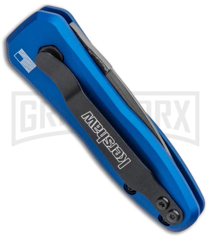 Kershaw Launch 4 Damascus Automatic Knife Blue CA Legal - Plain 5 Kershaw Launch 4 Damascus Automatic Knife Blue CA Legal - Plain - Image 3