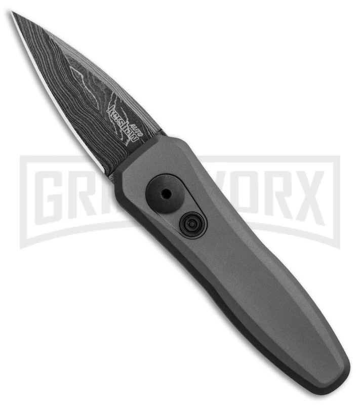 Kershaw Launch 4 Gray Automatic Knife CA Legal - Damascus Plain 3 Kershaw Launch 4 Gray Automatic Knife CA Legal - Damascus Plain
