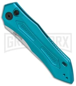 Kershaw Launch 6 Teal Automatic Knife - Stonewash Plain -Kershaw Store Kershaw Launch 6 Teal SW BHQ 89520 er spine large