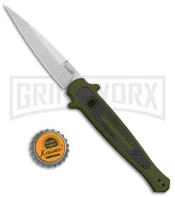 Kershaw Launch 8 Stiletto Automatic Knife Green/CF (3.5" Stonewash) 9 Kershaw Launch 8 Stiletto Automatic Knife Green/CF (3.5" Stonewash) -Kershaw Store Kershaw Launch 8 Stiletto Auto Green CF SW KER7150OLSW BHQ 105833 jr bottlecap large