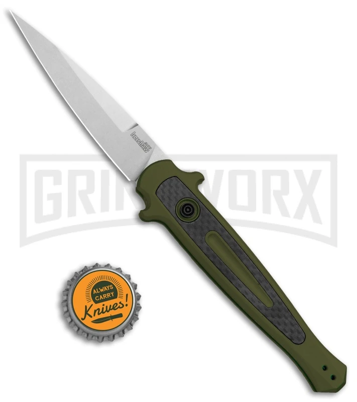 Kershaw Launch 8 Stiletto Automatic Knife Green/CF (3.5" Stonewash) 6 Kershaw Launch 8 Stiletto Automatic Knife Green/CF (3.5" Stonewash) - Image 4