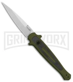 Kershaw Launch 8 Stiletto Automatic Knife Green/CF (3.5" Stonewash)