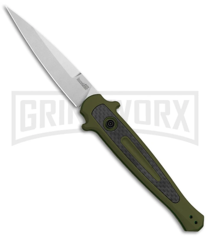 Kershaw Launch 8 Stiletto Automatic Knife Green/CF (3.5" Stonewash) 3 Kershaw Launch 8 Stiletto Automatic Knife Green/CF (3.5" Stonewash)