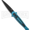 Kershaw Launch 8 Teal/CF Stiletto Automatic Knife - Black Plain -Kershaw Store Kershaw Launch 8 stiletto AK Teal CF 3in Black BHQ 177022 td large
