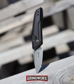 Kershaw Launch 9 Black Automatic Knife CA Legal - Stonewash Plain -Kershaw Store Kershaw Launch 9 Automatic Knife Black Working Finish 7250 BHQ 94066 kp wood web large