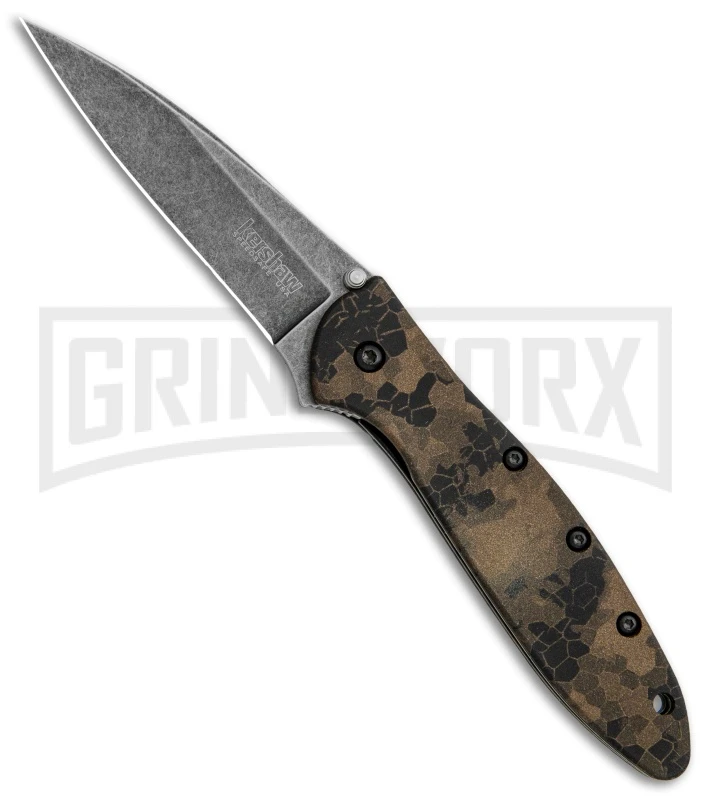 Kershaw Leek Digital Brown Assisted Knife - Black SW Plain 3 Kershaw Leek Digital Brown Assisted Knife - Black SW Plain
