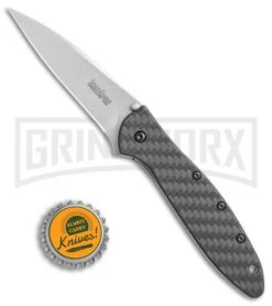 Kershaw Leek 3" Assisted Opening Knife Carbon Fiber Composite -Kershaw Store Kershaw Leek cf sw BHQ 52168 jr bottlecap large 1