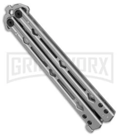 Kershaw Lucha Balisong Butterfly Knife - Stainless Steel Stonewash -Kershaw Store Kershaw Lucha Balisong Butterfly Knife Stainless Steel 4in SW BHQ 105983 td spine large