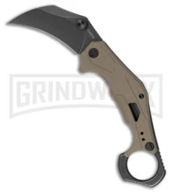 Kershaw Outlier Tan GRN Assisted Folding Karambit - Black Stonewash Plain