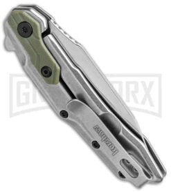 Kershaw Salvage Steel/Green GFN Spring Assisted Knife - Stonewash Plain 8 Kershaw Salvage Steel/Green GFN Spring Assisted Knife - Stonewash Plain -Kershaw Store Kershaw Salvage Reverse Tanto SA Steel Green GFN SW BHQ 139779 jr side large