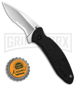 Kershaw Scallion Assisted Opening Knife - Bead Blast Serr -Kershaw Store Kershaw Scallion Assisted Opening Knife Black GFN 2in Bead Blast Serr BHQ 6782 td size large