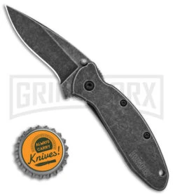 Kershaw Scallion Blackwash Assisted Opening Knife - Blackwash -Kershaw Store Kershaw Scallion Assisted Opening Knife Blackwash 2in Black BHQ 164958 td size large