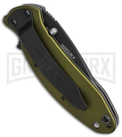 Kershaw Scallion Olive Assisted Opening Knife - Black Plain -Kershaw Store Kershaw Scallion Assisted Opening Knife Olive 2in Black BHQ 11769 td side large