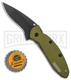 Kershaw Scallion Olive Assisted Opening Knife - Black Plain -Kershaw Store Kershaw Scallion Assisted Opening Knife Olive 2in Black BHQ 11769 td size large