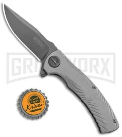 Kershaw Seguin Assisted Opening Frame Lock Knife Textured Gray Steel - Gray PVD -Kershaw Store Kershaw Seguin SA FL Gray Gray 3490 BHQ 94082 jr bottlecap large